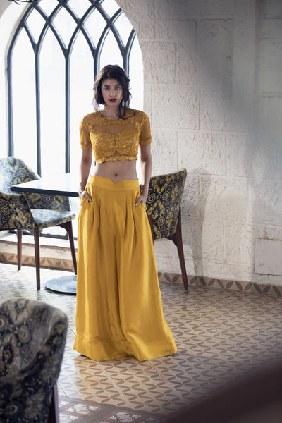 Deep Mustard Crop Top and Palazzo Pants