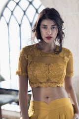 Deep Mustard Crop Top and Palazzo Pants
