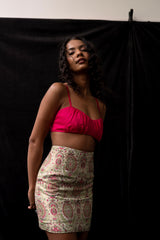 Ivory Brocade Mini Skirt