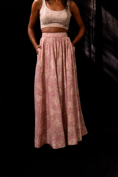 Rose Garden Print Maxi Skirt