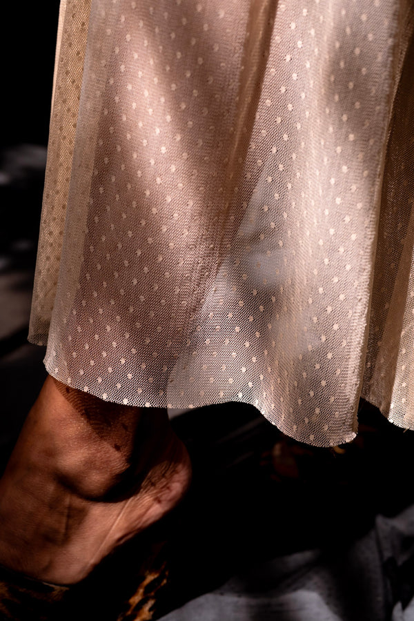Beige Sheer Polka Dot Skirt