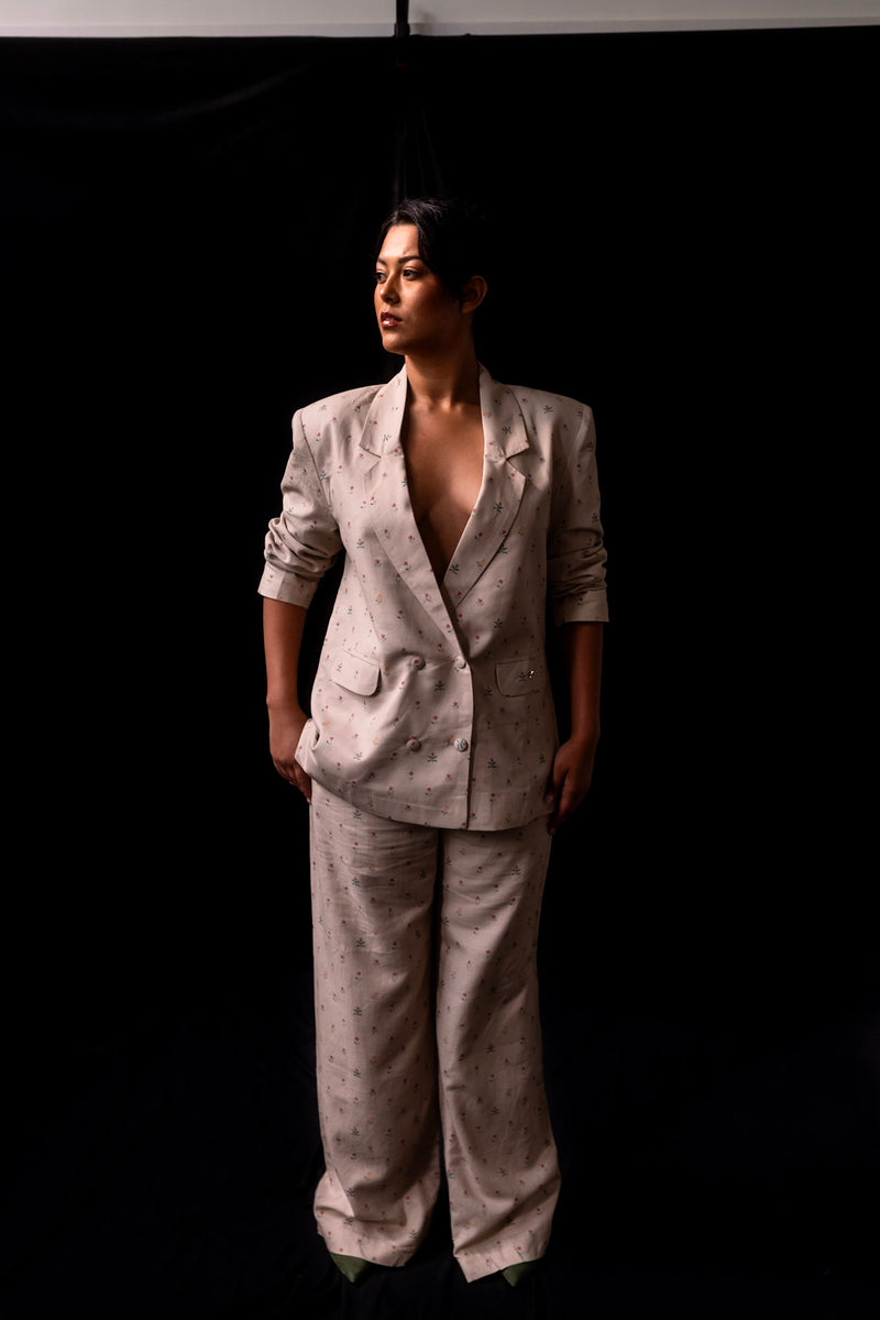 Tiny Floral Print Trousers