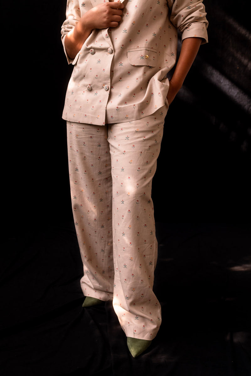 Tiny Floral Print Trousers