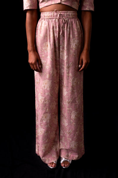 Rose Garden Print Drawstring Pants