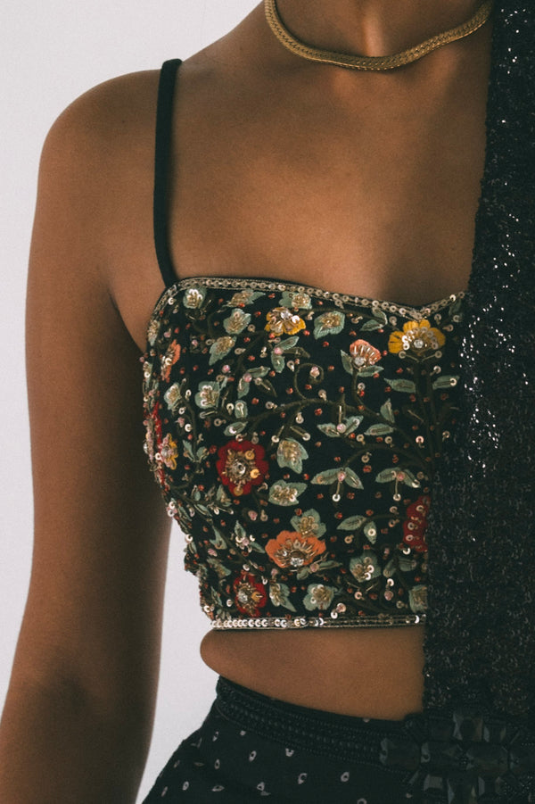 Floral embroidered crop top