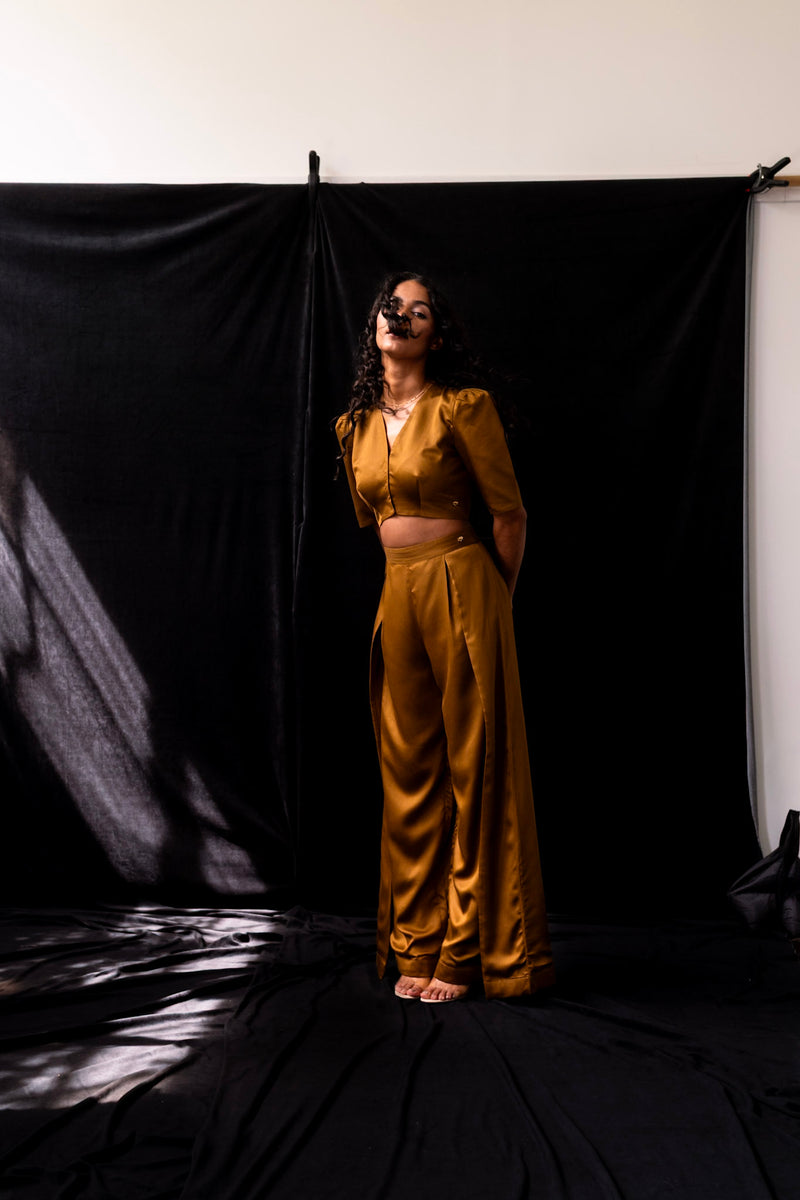 Golden Brown Overlap Trousers