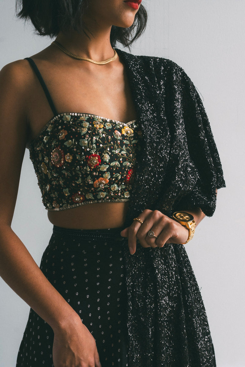 Floral embroidered crop top