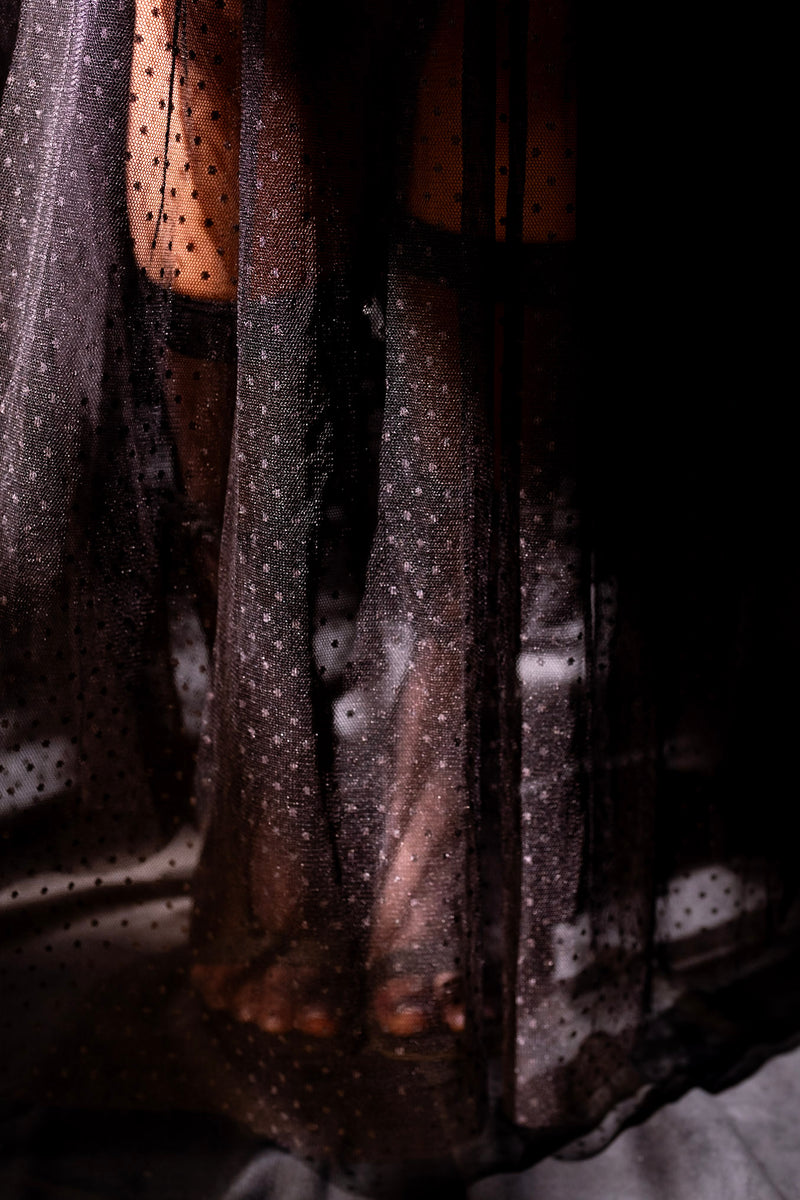 Black Sheer Polka Dot Skirt