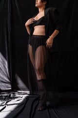 Black Sheer Polka Dot Skirt