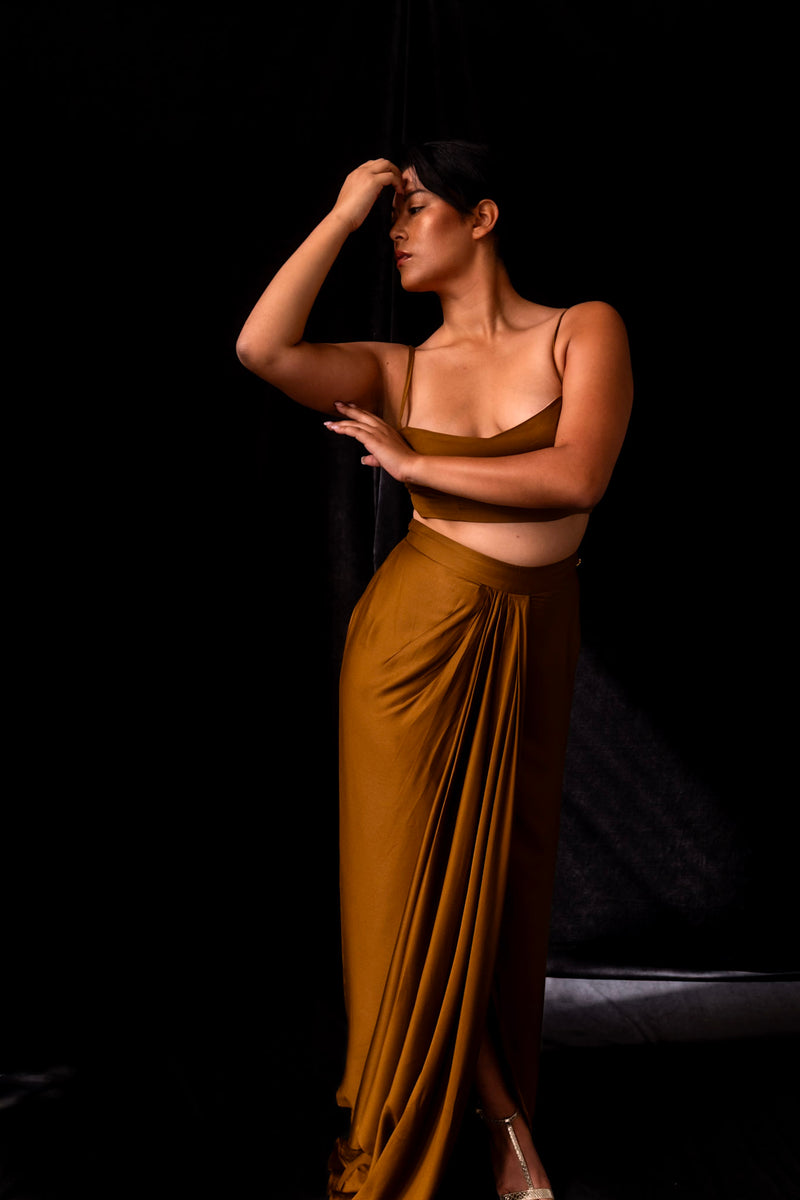 Golden Brown Sari Skirt