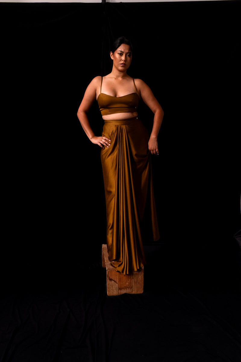 Golden Brown Sari Skirt