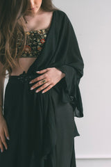 Black Ruffle Stole