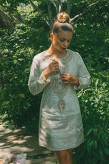 Ivory Brocade Embroidered Kurta Dress – Perfect for Any Occasions