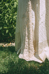 Ivory Brocade Pleated Skirt