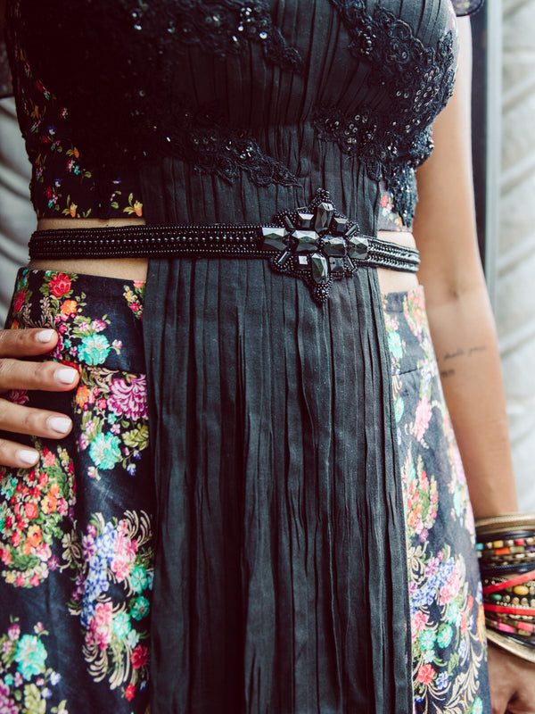 Black Frida floral skirt with ruffle top