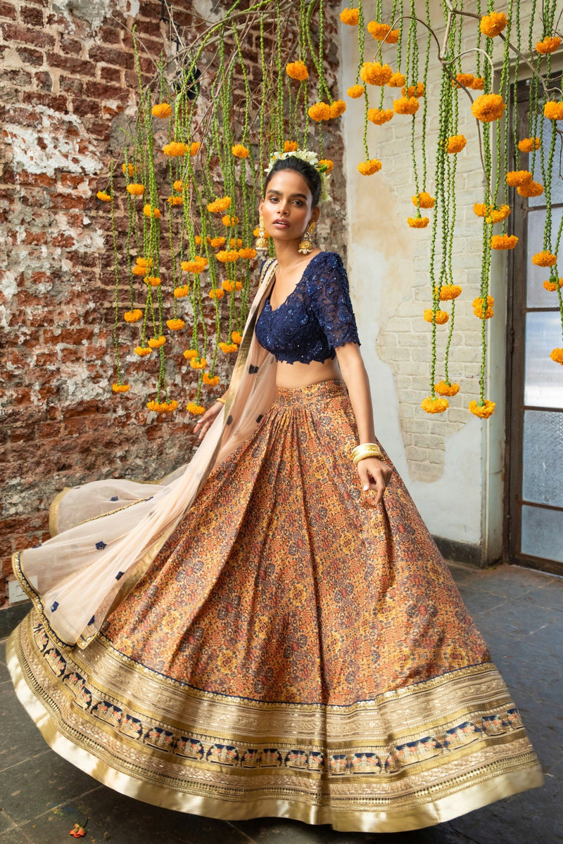 Buy Utsav Fashion Plain Bhagalpuri Silk Circular Lehenga in Orange at  Amazon.in