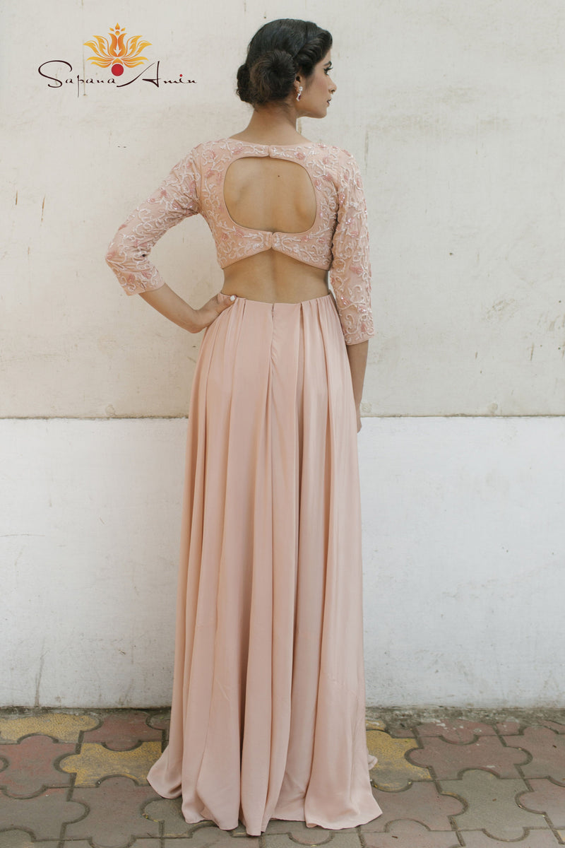 Blush pink silk gown