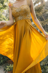 Golden mustard silk gown